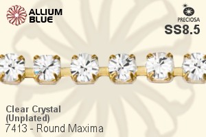 Preciosa Round Maxima Cupchain (7413 3001), Unplated Raw Brass, With Stones in PP18 - Clear Crystal