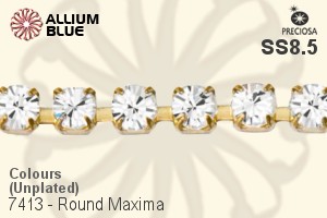 Preciosa Round Maxima 3-Rows Cupchain (7413 7173), Unplated Raw Brass, With Stones in PP18 - Colours