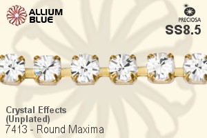 Preciosa Round Maxima 3-Rows Cupchain (7413 7173), Unplated Raw Brass, With Stones in PP18 - Crystal Effects