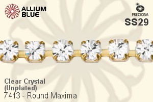 Preciosa Round Maxima Cupchain (7413 0028), Unplated Raw Brass, With Stones in SS29 - Clear Crystal - Haga Click en la Imagen para Cerrar