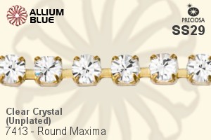 Preciosa Round Maxima Cupchain (7413 0028), Unplated Raw Brass, With Stones in SS29 - Clear Crystal - Click Image to Close