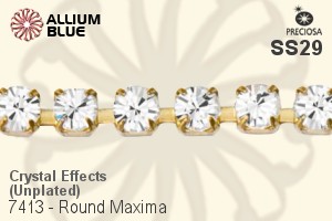 Preciosa Round Maxima Cupchain (7413 0028), Unplated Raw Brass, With Stones in SS29 - Crystal Effects