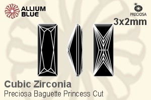 Preciosa Baguette Princess (BPC) 3x2mm - Cubic Zirconia - 关闭视窗 >> 可点击图片