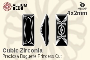Preciosa Baguette Princess (BPC) 4x2mm - Cubic Zirconia - 关闭视窗 >> 可点击图片