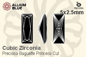 Preciosa Baguette Princess (BPC) 5x2.5mm - Cubic Zirconia