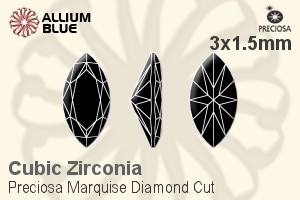 Preciosa Marquise Diamond (MDC) 3x1.5mm - Cubic Zirconia - Haga Click en la Imagen para Cerrar