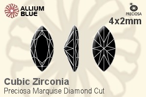 Preciosa Marquise Diamond (MDC) 4x2mm - Cubic Zirconia - 關閉視窗 >> 可點擊圖片