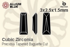 Preciosa Tapered Baguette (TBC) 3x2.5x1.5mm - Cubic Zirconia - Click Image to Close