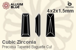 Preciosa Tapered Baguette (TBC) 4x2x1.5mm - Cubic Zirconia