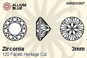 Swarovski Zirconia Round 120 Facets Cut (SG120FCHC) 3mm - Zirconia - Click Image to Close