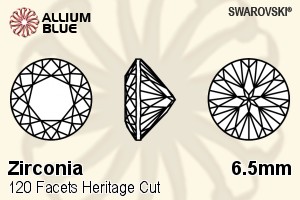 SWAROVSKI GEMS Cubic Zirconia Round 120 Facets White 6.50MM normal +/- FQ 0.060