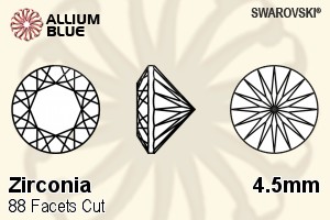 SWAROVSKI GEMS Cubic Zirconia Round 88 Facets White 4.50MM normal +/- FQ 0.080