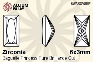 スワロフスキー Zirconia Baguette Princess Pure Brilliance カット (SGBPPBC) 6x3mm - Zirconia - ウインドウを閉じる