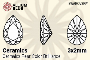 Swarovski Ceramics Pear Color Brilliance Cut (SGCPRCBC) 3x2mm - Ceramics