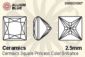 SWAROVSKI GEMS Swarovski Ceramics Square Princess PB Black 2.50MM normal +/- FQ 0.200