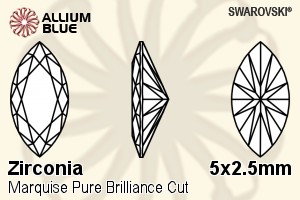 SWAROVSKI GEMS Cubic Zirconia Marquise Pure Brilliance Silk White 5.00x2.50MM normal +/- FQ 0.100