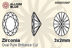 SWAROVSKI GEMS Cubic Zirconia Oval Pure Brilliance Red Dark 3.00x2.00MM normal +/- FQ 0.100