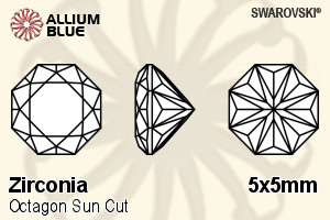 スワロフスキー Zirconia Octagon Sun カット (SGOSUN) 5x5mm - Zirconia