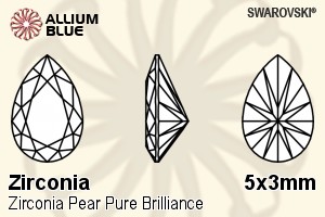 SWAROVSKI GEMS Cubic Zirconia Pear Pure Brilliance Silk White 5.00x3.00MM normal +/- FQ 0.080