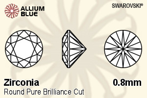 SWAROVSKI GEMS Cubic Zirconia Round Pure Brilliance Fancy Blue 0.80MM normal +/- FQ 1.000