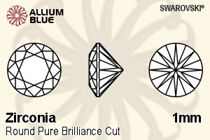 SWAROVSKI GEMS Cubic Zirconia Round Pure Brilliance Greyish Blue 1.00MM normal +/- FQ 1.000