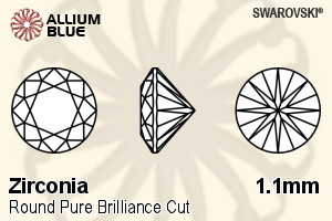 SWAROVSKI GEMS Cubic Zirconia Round Pure Brilliance Greyish Blue 1.10MM normal +/- FQ 1.000