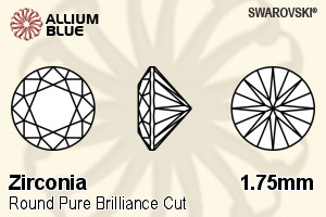 SWAROVSKI GEMS Cubic Zirconia Round Pure Brilliance Silver Grey 1.75MM normal +/- FQ 1.000