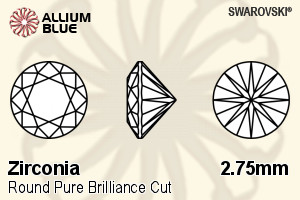 SWAROVSKI GEMS Cubic Zirconia Round Pure Brilliance Greyish Blue 2.75MM normal +/- FQ 0.200