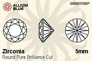 SWAROVSKI GEMS Cubic Zirconia Round Pure Brilliance Greyish Blue 5.00MM normal +/- FQ 0.080