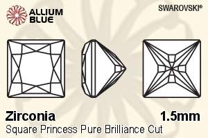 SWAROVSKI GEMS Cubic Zirconia Square Princess PB Fancy Light Green 1.50MM normal +/- FQ 0.200
