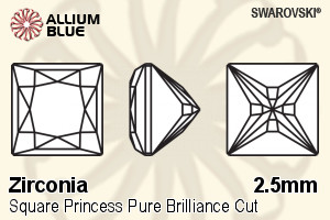 SWAROVSKI GEMS Cubic Zirconia Square Princess PB Red 2.50MM normal +/- FQ 0.200