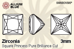 SWAROVSKI GEMS Cubic Zirconia Square Princess PB Fancy Light Green 3.00MM normal +/- FQ 0.100