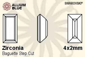 SWAROVSKI GEMS Cubic Zirconia Baguette Step White 4.00x2.00MM normal +/- FQ 0.100