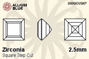 SWAROVSKI GEMS Cubic Zirconia Square Step White 2.50MM normal +/- FQ 0.200