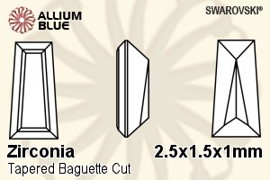 スワロフスキー Zirconia Tapered Baguette Step カット (SGZTBC) 2.5x1.5x1mm - Zirconia - ウインドウを閉じる