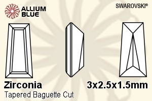 スワロフスキー Zirconia Tapered Baguette Step カット (SGZTBC) 3x2.5x1.5mm - Zirconia