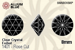 Swarovski Rose Cut (1401) 8mm - Clear Crystal With Platinum Foiling - Click Image to Close