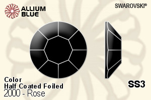 Swarovski Rose Flat Back No-Hotfix (2000) SS3 - Color (Half Coated) With Platinum Foiling