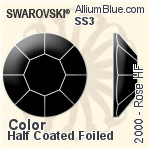 Swarovski Rose Flat Back Hotfix (2000) SS3 - Color (Half Coated) With Silver Foiling