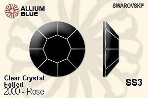 Swarovski Rose Flat Back No-Hotfix (2000) SS3 - Clear Crystal With Platinum Foiling - Haga Click en la Imagen para Cerrar