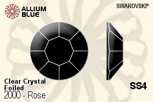 Swarovski Rose Flat Back No-Hotfix (2000) SS4 - Clear Crystal With Platinum Foiling - Click Image to Close
