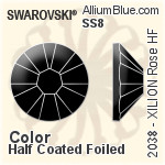 スワロフスキー XILION Rose ラインストーン ホットフィックス (2038) SS8 - カラー（ハーフ　コーティング） 裏面シルバーフォイル