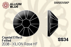 スワロフスキー XILION Rose ラインストーン ホットフィックス (2038) SS34 - クリスタル エフェクト 裏面シルバーフォイル - ウインドウを閉じる