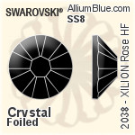 施華洛世奇XILION施亮Rose 熨底平底石 (2038) SS8 - 透明白色 銀色水銀底