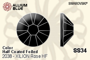 スワロフスキー XILION Rose ラインストーン ホットフィックス (2038) SS34 - カラー（ハーフ　コーティング） 裏面シルバーフォイル - ウインドウを閉じる