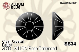 Swarovski XILION Rose Enhanced Flat Back No-Hotfix (2058) SS34 - Clear Crystal With Platinum Foiling - Click Image to Close