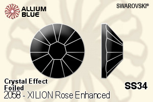 施华洛世奇 XILION 施亮 玫瑰 进化版 平底石 (2058) SS34 - 白色（半涂层） 白金水银底 - 关闭视窗 >> 可点击图片
