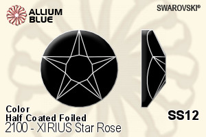 Swarovski XIRIUS Star Rose Flat Back No-Hotfix (2100) SS12 - Color (Half Coated) With Platinum Foiling