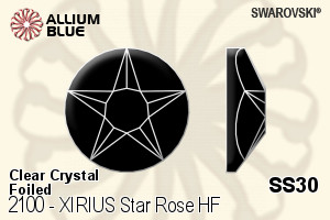 Swarovski XIRIUS Star Rose Flat Back Hotfix (2100) SS30 - Clear Crystal With Silver Foiling