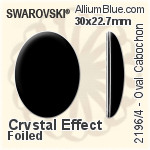 施華洛世奇 橢圓形 圓拱形 平底石 (2196/4) 30x22.7mm - 白色（半塗層） 白金水銀底